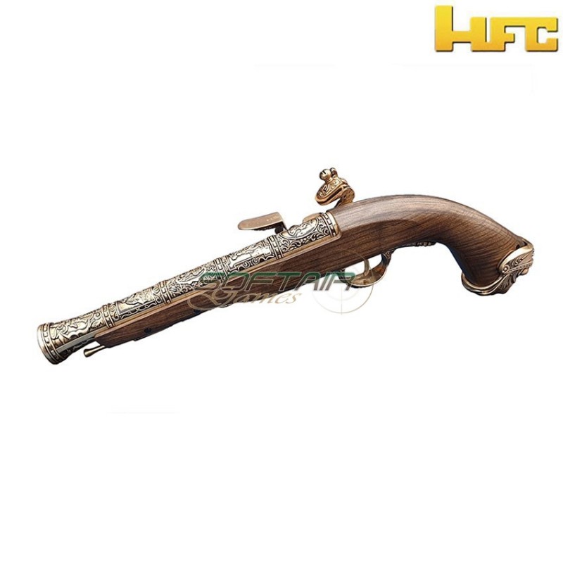 Gas pistol pirate flintlock 18th century gold hfc (hfc-211996)