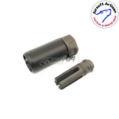 Silencer & prong flash hider black 3.5" sf type 14mm ccw airsoft artisan (aa-sil-02-bk-a)