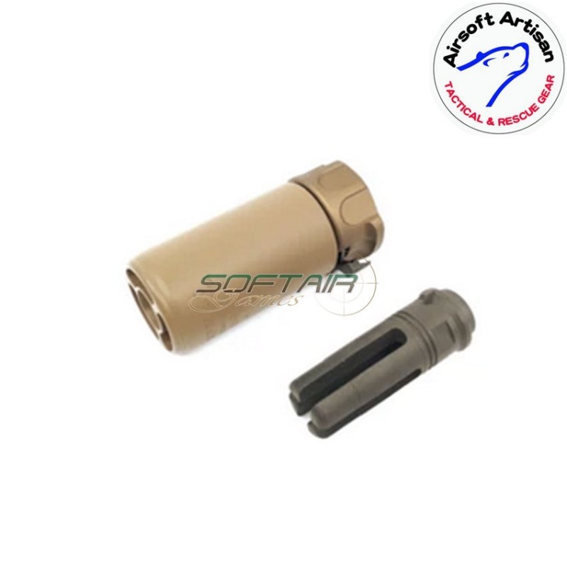 Silenziatore & prong spegnifiamma dark earth 3.5" sf type 14mm ccw airsoft artisan (aa-sil-02-de-a)