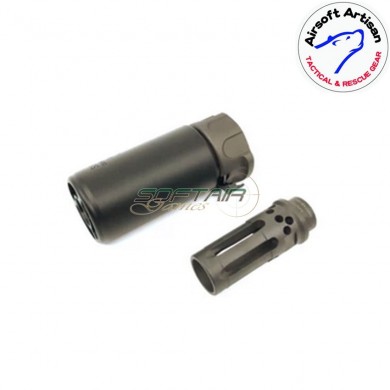 Silencer & comp flash hider black 3.5" sf type 14mm ccw airsoft artisan (aa-sil-02-bk-b)