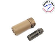 Silencer & comp flash hider dark earth 3.5" sf type 14mm ccw airsoft artisan (aa-sil-02-de-b)