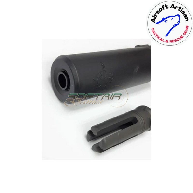 Silenziatore & prong spegnifiamma black 5" sf type 14mm ccw airsoft artisan (aa-sil-04-bk-a) Silenziatore & prong spegnifiamma black 5" sf type 14mm ccw airsoft artisan (aa-sil-04-bk-a)