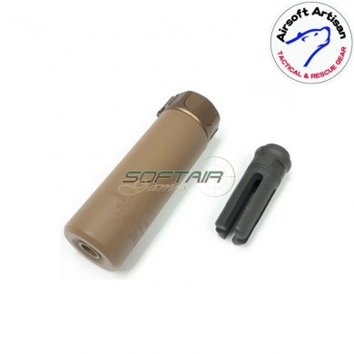 Silenziatore & prong spegnifiamma dark earth 5" sf type 14mm ccw airsoft artisan (aa-sil-04-de-a)