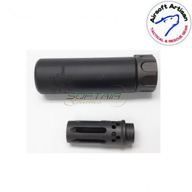 Silencer & comp flash hider black 5" sf type 14mm ccw airsoft artisan (aa-sil-04-bk-b)