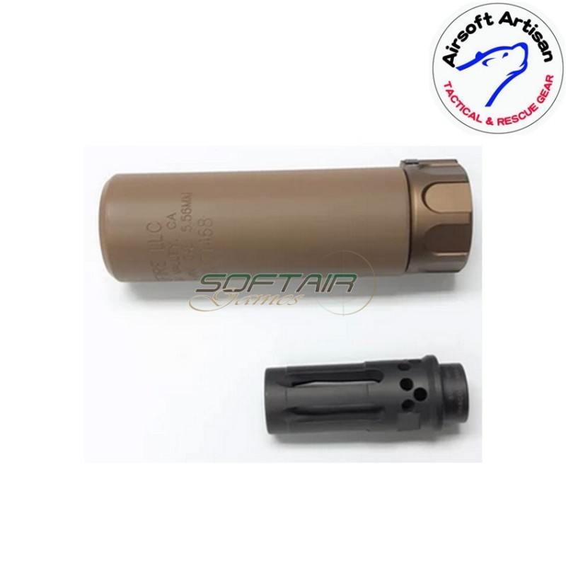 Silenziatore & comp spegnifiamma dark earth 5" sf type 14mm ccw airsoft artisan (aa-sil-04-de-b)