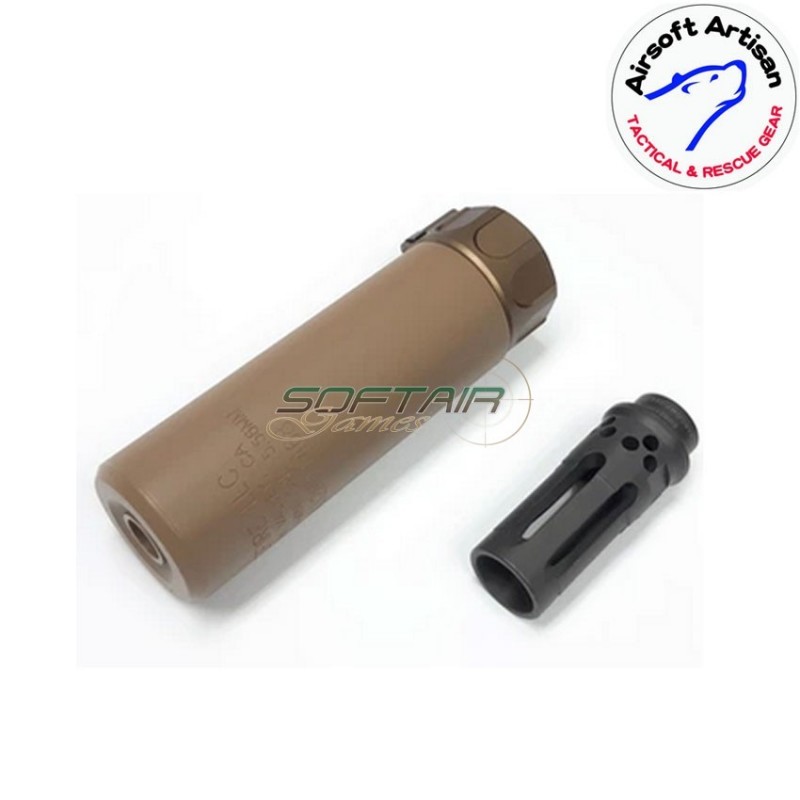 Silenziatore & comp spegnifiamma dark earth 5" sf type 14mm ccw airsoft artisan (aa-sil-04-de-b)