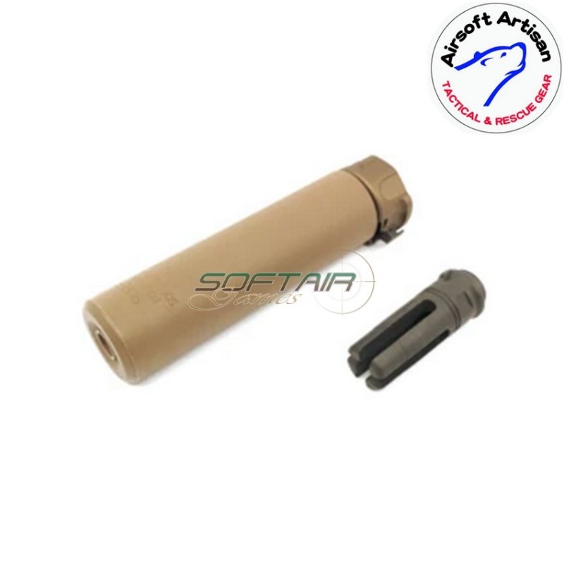 Silenziatore & prong spegnifiamma dark earth 6.2" sf type 14mm ccw airsoft artisan (aa-sil-05-de-a)