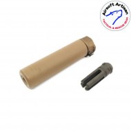 Silencer & prong flash hider dark earth 6.2" sf type 14mm ccw airsoft artisan (aa-sil-05-de-a)