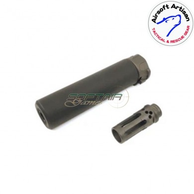Silencer & comp flash hider black 6.2" sf type 14mm ccw airsoft artisan (aa-sil-05-bk-b)