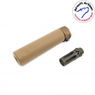 Silencer & comp flash hider dark earth 6.2" sf type 14mm ccw airsoft artisan (aa-sil-05-de-b)