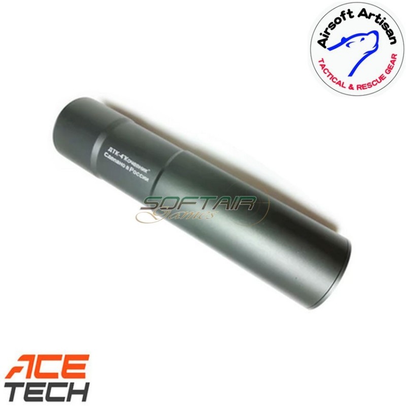 Tracer silencer black dtk type 14mm ccw airsoft artisan (aa-sil-06-t-14)