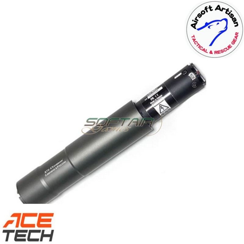 Tracer silencer black dtk type 14mm ccw airsoft artisan (aa-sil-06-t-14)
