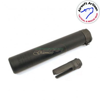 Silencer & prong flash hider black 8.4" sf socom type 14mm ccw airsoft artisan (aa-sil-07-bk)