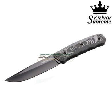 Tactical knife fixed blade echo d2 black titanium kizlyar supreme (kz-kk0062)
