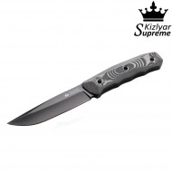 Tactical knife fixed blade echo d2 black titanium kizlyar supreme (kz-kk0062)
