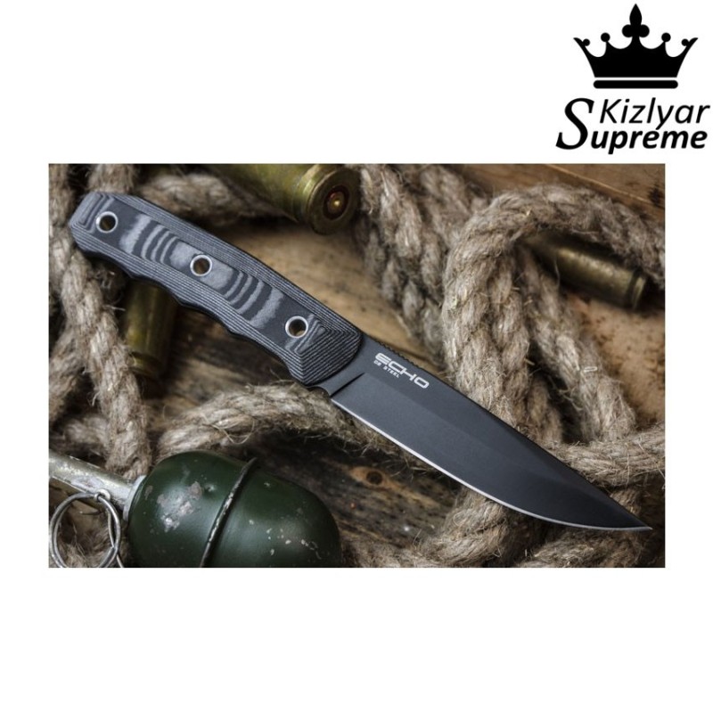 Coltello tactical lama fissa echo d2 black titanium kizlyar supreme (kz-kk0062)
