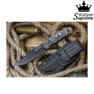 Tactical knife fixed blade echo d2 black titanium kizlyar supreme (kz-kk0062)