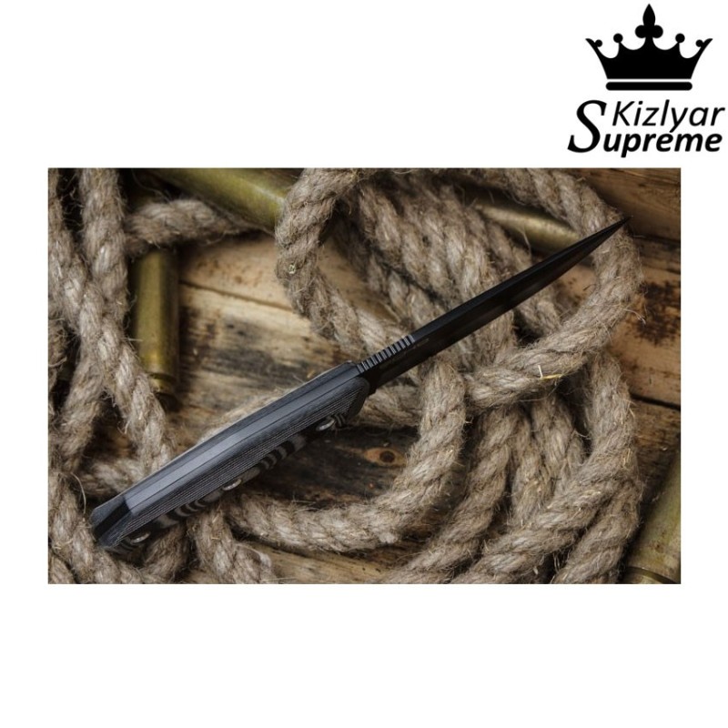 Coltello tactical lama fissa echo d2 black titanium kizlyar supreme (kz-kk0062)