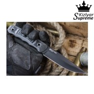 Tactical knife fixed blade echo d2 black titanium kizlyar supreme (kz-kk0062)