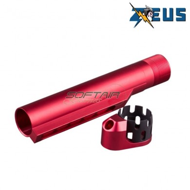6 position red stock tube set for aeg zeus (zs-m4-83-rd)