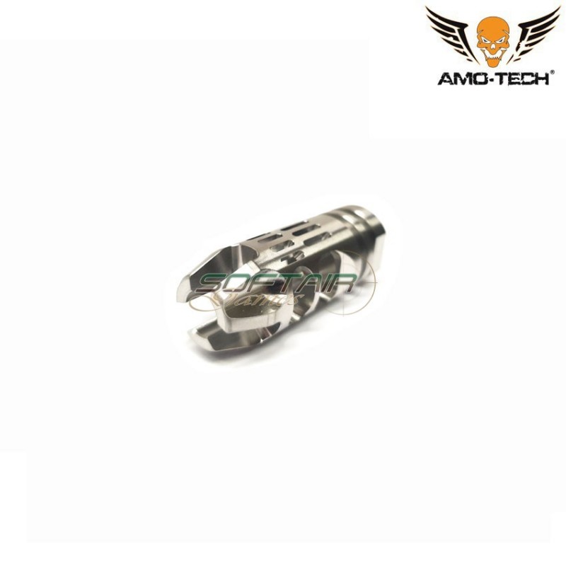 Spegnifiamma 14mm ccw silver vg6 epsilon 556 style per aeg amo-tech® (amt-al003-sus)