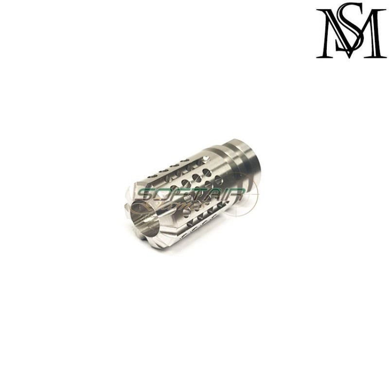 Flash hider 14mm ccw silver slr style type 1 for aeg milsim series (ms-h098-sus)