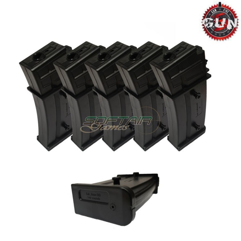 Set 5 caricatori monofilari 125bb black per g36 gun five (gf-mg-005-5)