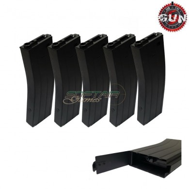 Set 5 pieces hi-caps metal flash magazines 360bb black for m4 gun five (gf-mg-015-5)