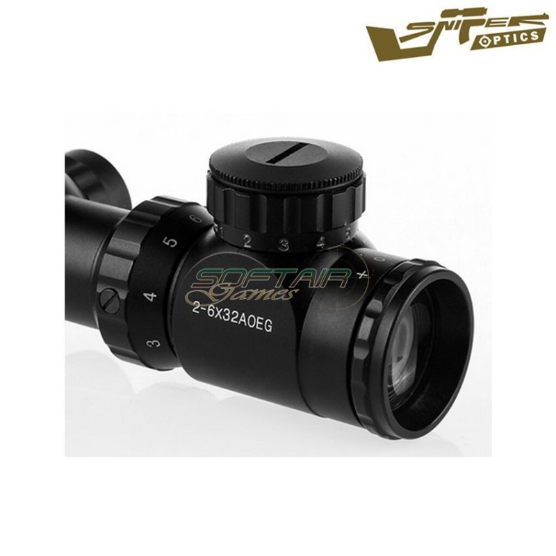 Scope illuminated reticle 2-6x32aoeg black sniper optics® (so-2-6x32aoeg)