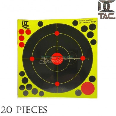 Set 20 pezzi bersagli 12" shooting adesivi reactive d.c. tactical (dctac-rt-12)