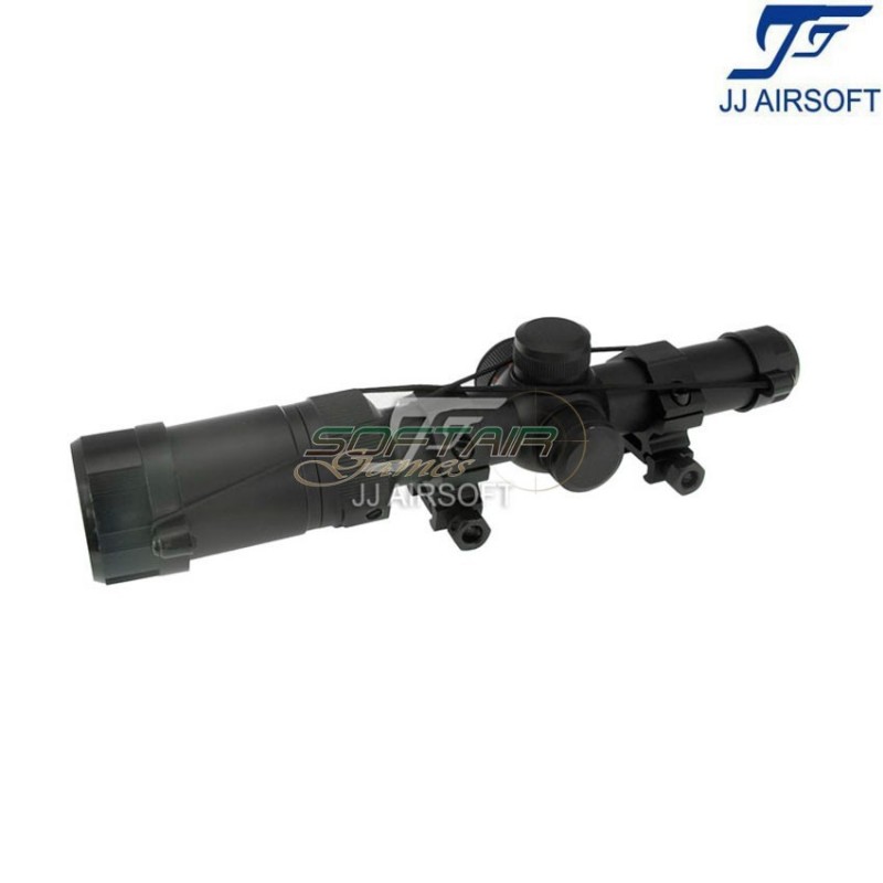 Scope 1-4x20e red/green reticle black jj airsoft (ja-5361-bk)