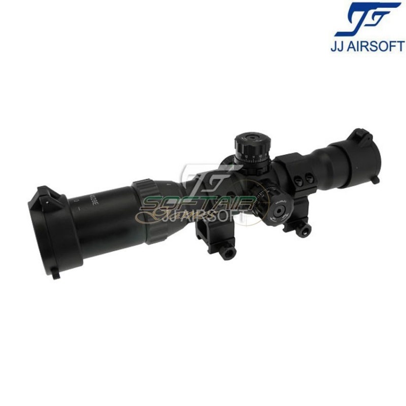 Ottica 1-4x28e rosso/verde/blue reticolo black jj airsoft (ja-5363-bk)