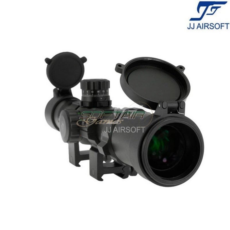 Scope 1-4x28e red/green/blue reticle black jj airsoft (ja-5363-bk)