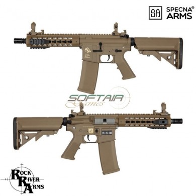 Electric rifle sa-c08 r.r.a. logo assault replica m4 cqb keymod dark earth core™ specna arms® (spe-01-024032)