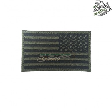 Embroidered patch usa flag olive reverse frog industries® (fi-emb-11-002-od-rev)