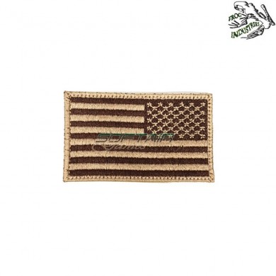Embroidered patch usa flag khaki reverse frog industries® (fi-emb-11-002-kh-rev)