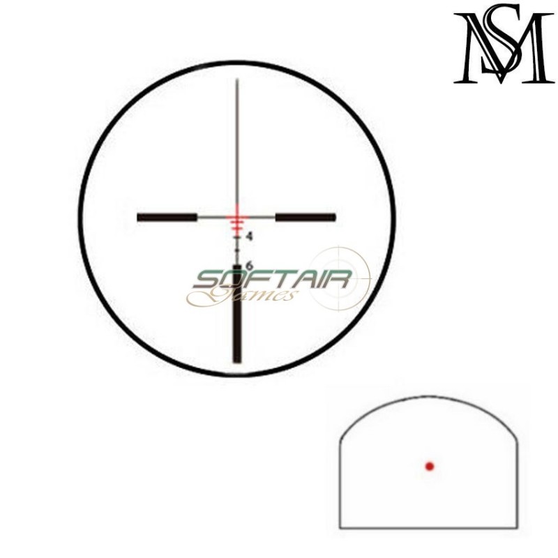 Ottica acog 4x32 c/red fiber & rmr red dot black milsim series (ms-1-0183-bk)
