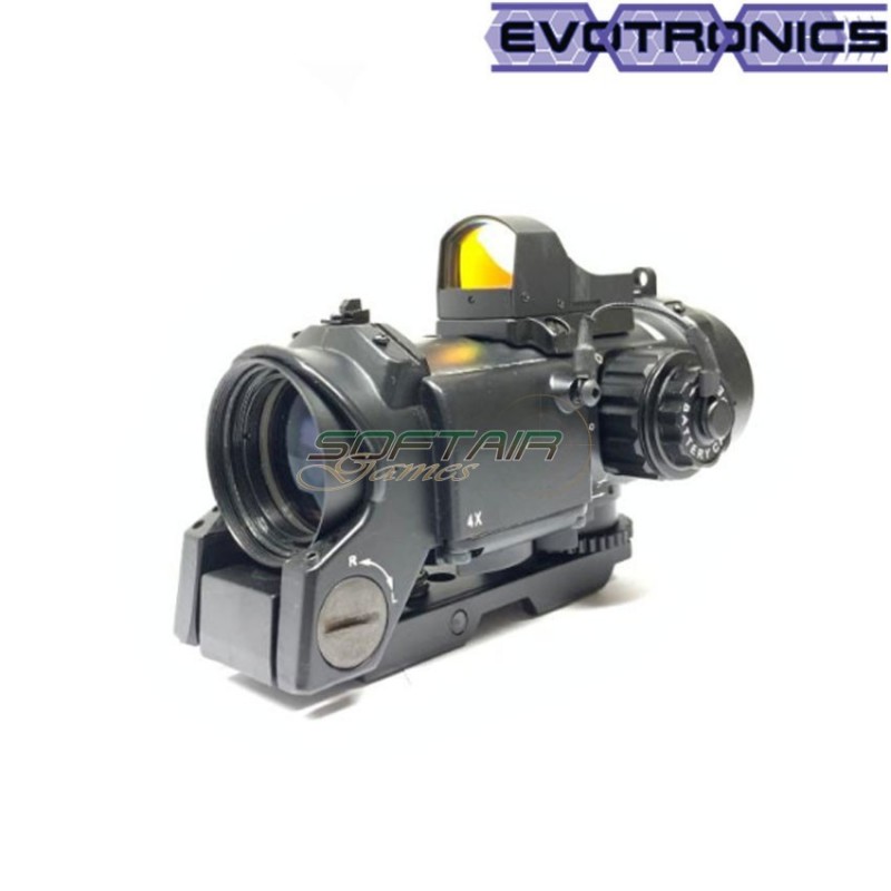 Scope elcan specter dr 4x w/docter red dot black evotronics (evo-1-0160-bk)