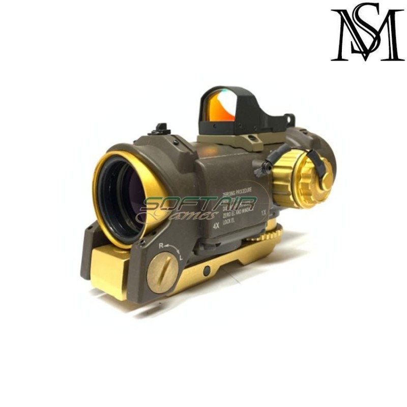 Scope elcan specter dr 1x/4x w/docter red dot fde milsim series (ms-1-0160-fde)