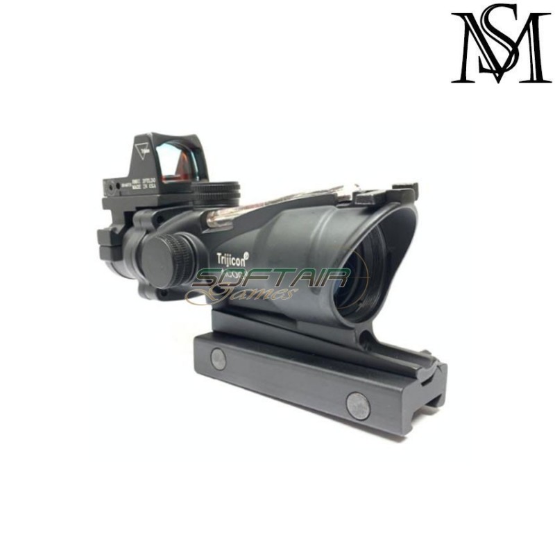 Scope acog 4x32 w/red fiber & rmr red dot black milsim series (ms-1-0183-bk)