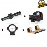 Ottica black 2.5-10X26 con red dot type 2 & mount tan canis latrans (cl-1-0345-bk-tan) Ottica black 2.5-10X26 con red dot type 2 & mount tan canis latrans (cl-1-0345-bk-tan)