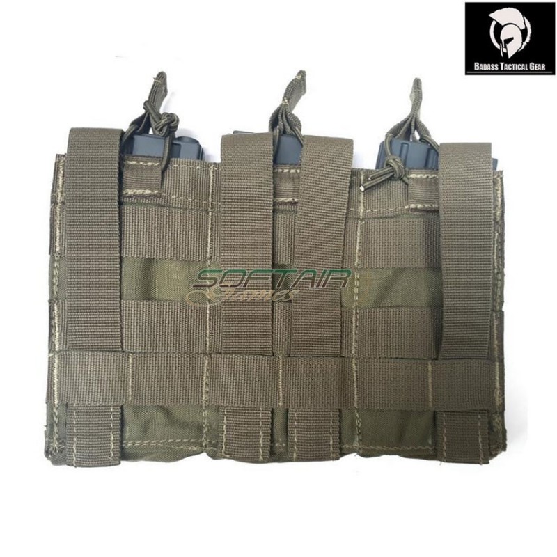 Triple 5.56 fast pouch ranger green® badass tactical gear (btg-104-ot3-02-rg)