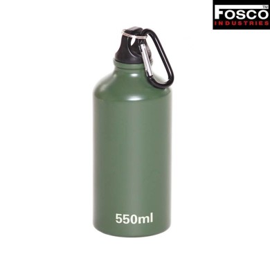 Green aluminum bottle with carabiner fosco industries (fo-349510-gr)