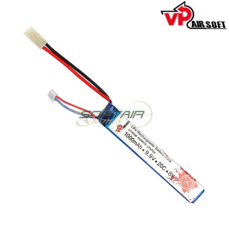 Life battery mini tamiya 9.9v x 1000mah 20c stick type vp airsoft (vpa-365332)