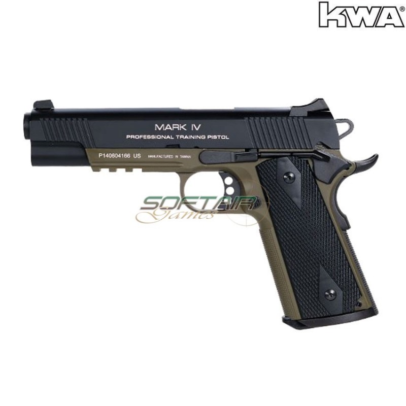 Pistola a gas blowback m1911 mkiv ptp ns2 green kwa (kwa-110955)