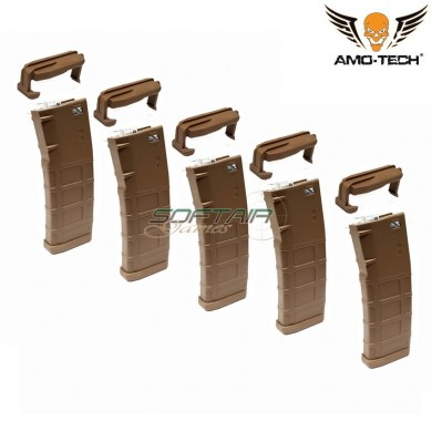 Set 5 mid-caps magazines 150bb hotel w/cover dark earth for m4 series amo-tech® (amt-mcc-hotel-de-5)