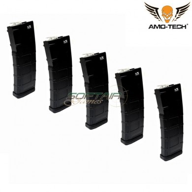 Set 5 hi-caps magazines 330bb hotel black for m4 series amo-tech® (amt-hc-hotel-bk-5)