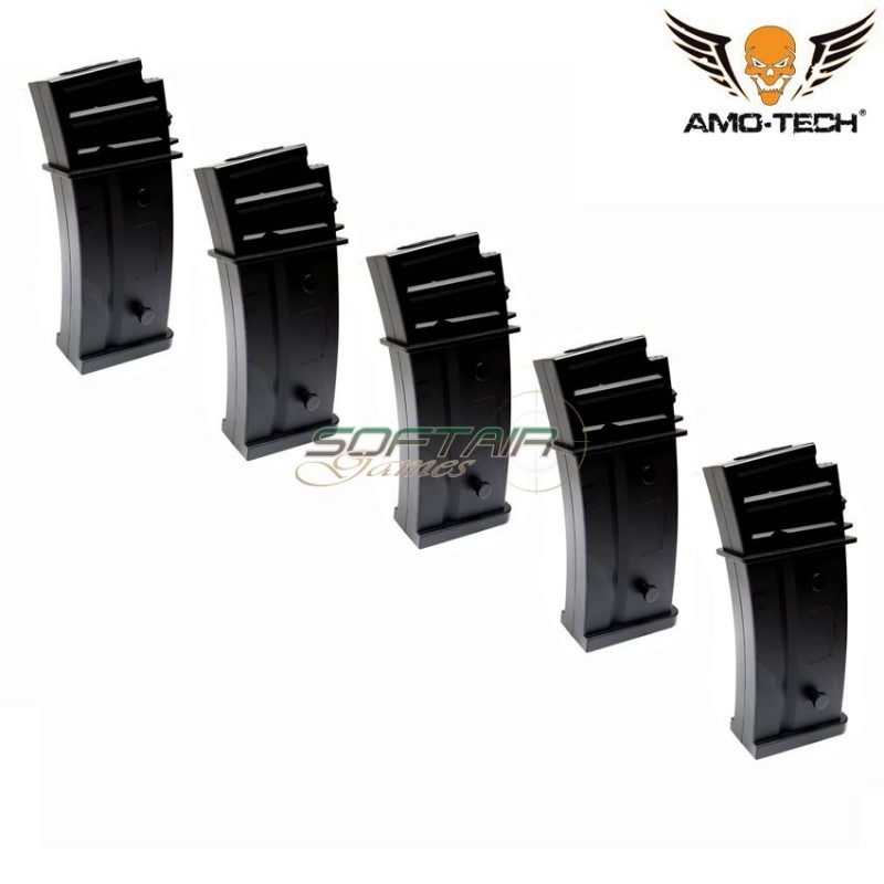 Set 5 caricatori monofilari 90bb kilo black per serie g36 amo-tech® (amt-mc-kilo-bk-5)