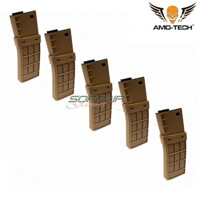 Set 5 mid-caps magazines 220bb juliett dark earth for m4 series amo-tech® (amt-mc-juliett-de-5)