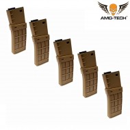 Set 5 caricatori monofilari 220bb juliett dark earth per serie m4 amo-tech® (amt-mc-juliett-de-5)